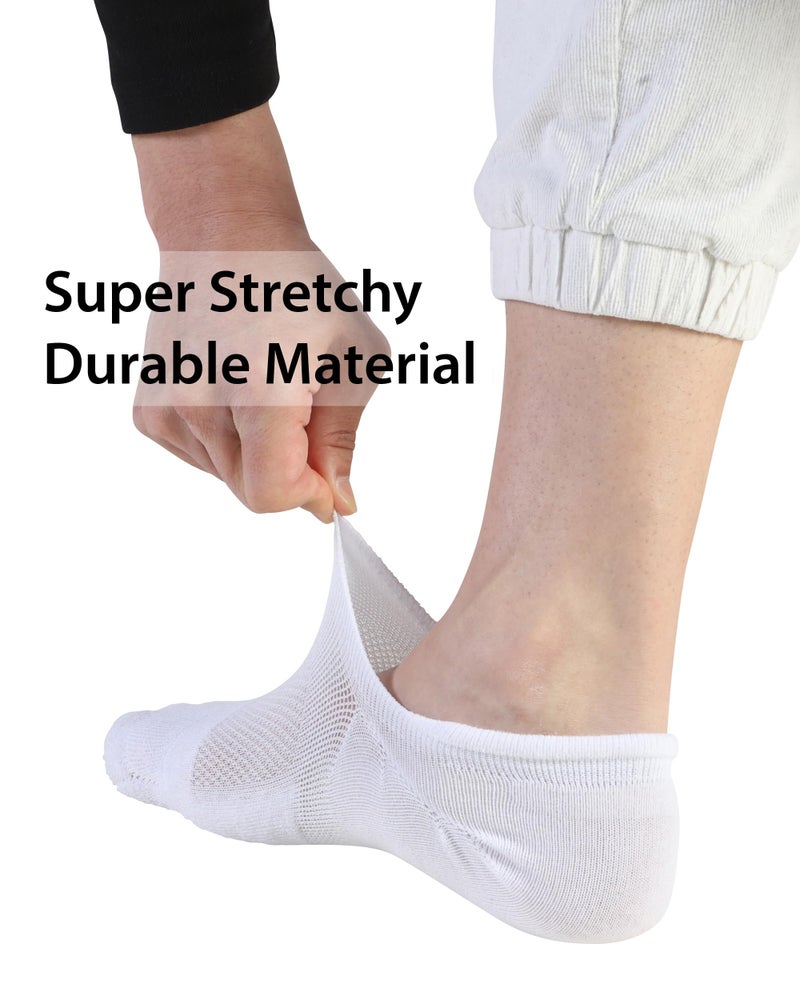 Pro Mountain Wide Toe Box No Show Running Socks For Health Women Arch Support Athletic Workout Heel Tab Size S White 6 Pairs Instep Mesh US Women Shoes 6-8 - Image 3